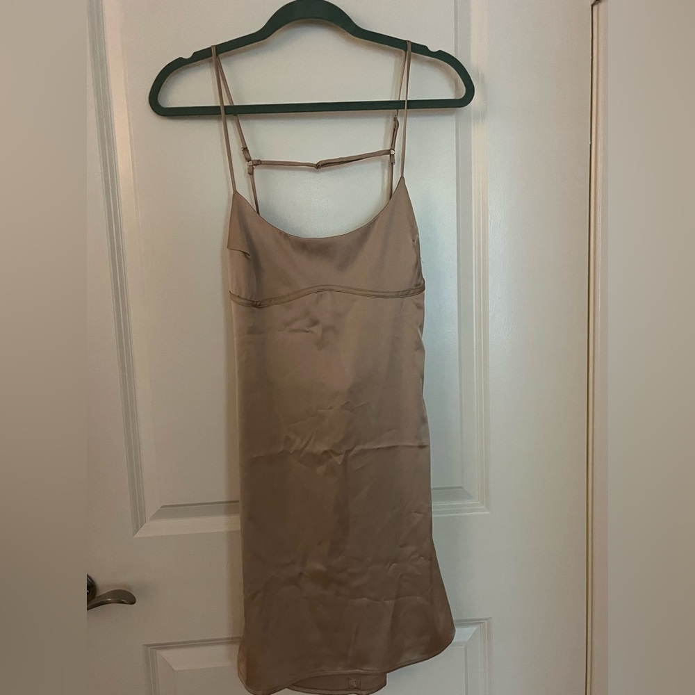 Nectar Clothing Cream/Tan Satin Mini Dress!